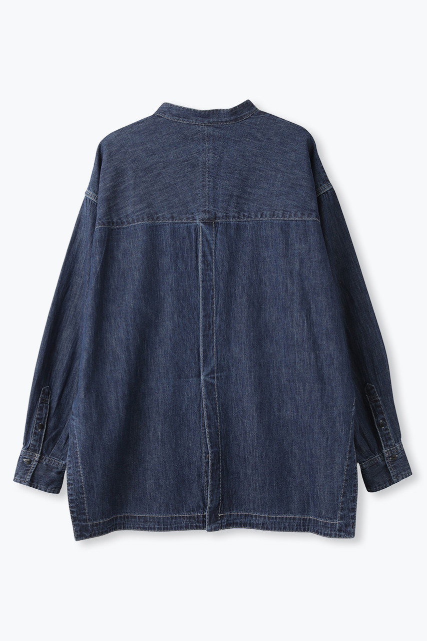 lelill(レリル)｜バックオープン ワークオーバーシャツ/インディゴ の