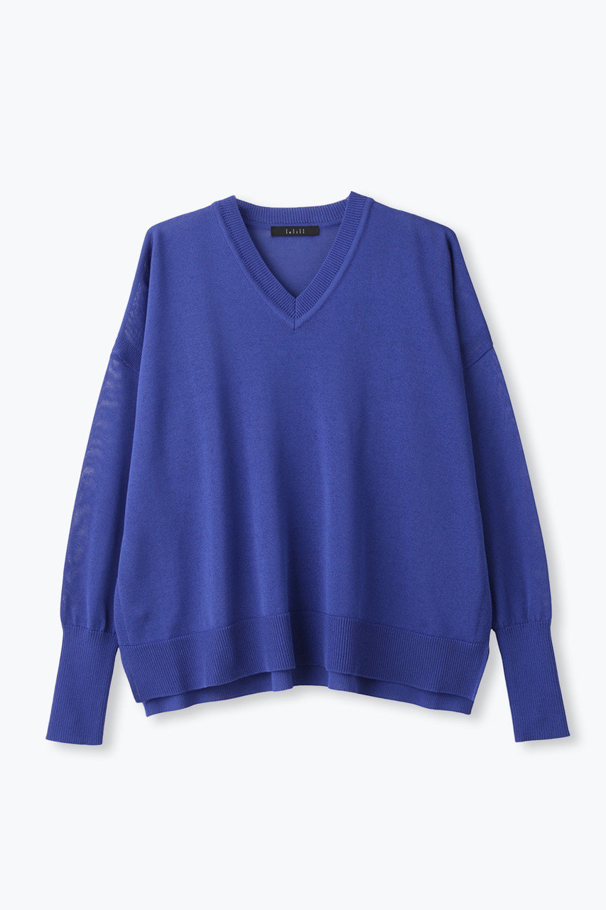 レリル/lelillのワイドVネックプルオーバー(ブルー/11630212)