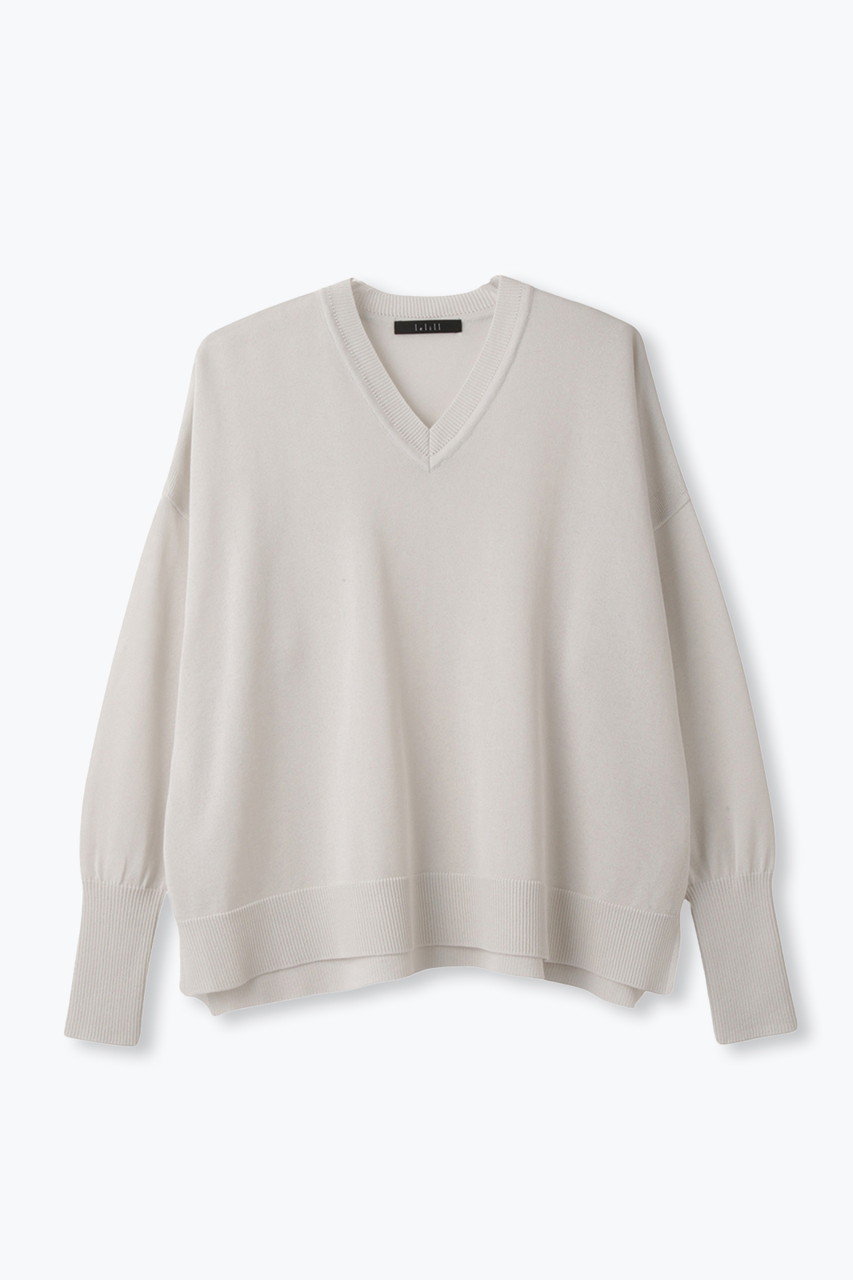 レリル/lelillのワイドVネックプルオーバー(シルバーグレー/11630212)