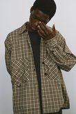 【MEN】TECH SPORTS OPEN COLLAR SHIRT L/S GREN PLAID