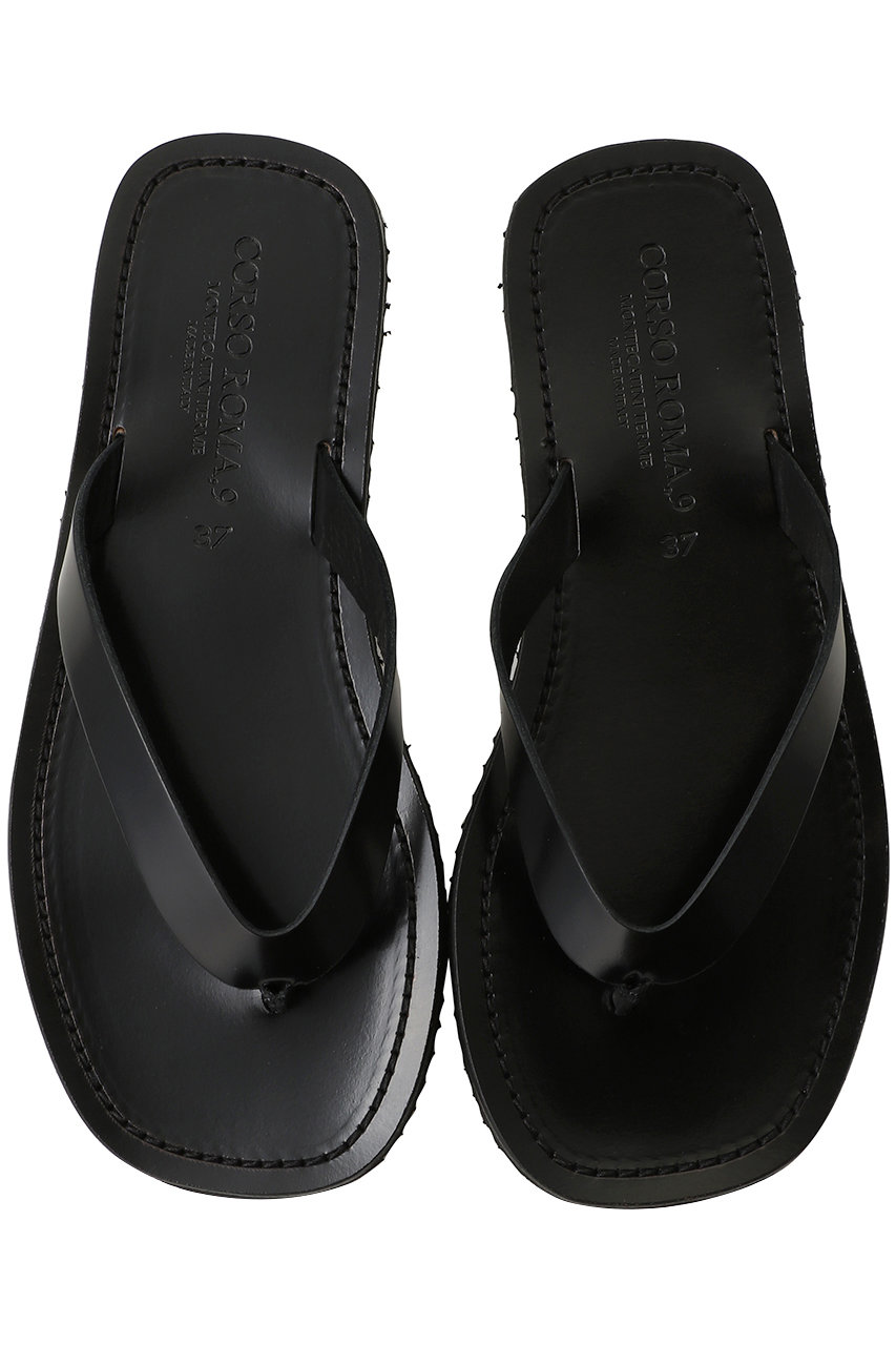 コルソローマ ノーヴェ/CORSO ROMA 9のレザートングサンダル(ブラック/450)