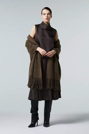 オーヴィル/EAUVIREのスタンドカラーシルクブラウス(110400/110401)