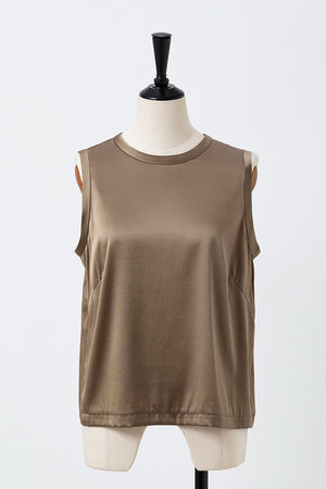 オーヴィル/EAUVIREのウォッシャブルシルクノースリーブブラウス(110400/110401)