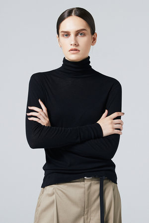 オーヴィル/EAUVIREのコットンカシミヤタートルネックカットソー(110100/110103)