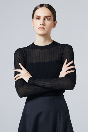 オーヴィル/EAUVIREのシアーラメクルーネックプルオーバー(110300/110301)