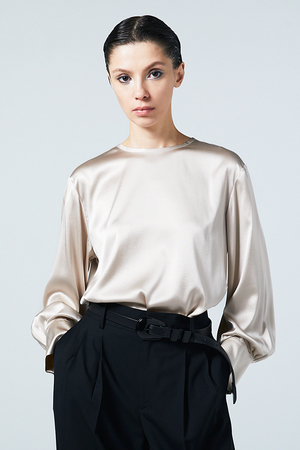 オーヴィル/EAUVIREのウォッシャブルシルクブラウス(110400/110403)