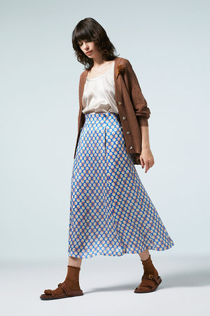 オーヴィル/EAUVIREのプリントタックスカート