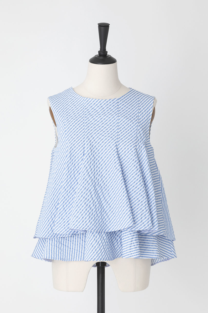 EAUVIRE クロップドフレアブラウス (ブルー, 38) オーヴィル ELLE SHOP EAUVIRE クロップドフレアブラウス (ブルー, 38) オーヴィル ELLE SHOP
