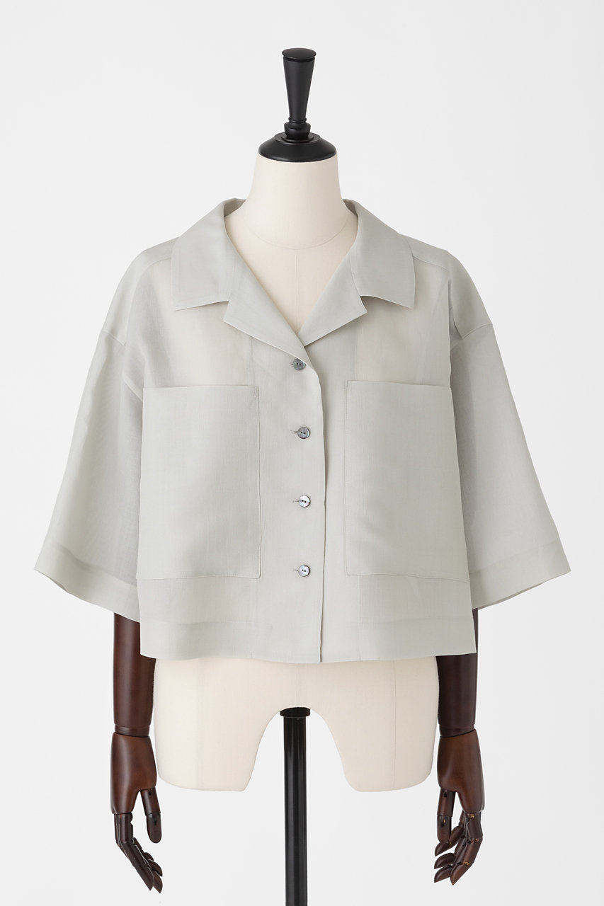 EAUVIRE ハーフスリーブクロップドシャツ (セージ, 038) オーヴィル ELLE SHOP EAUVIRE ハーフスリーブクロップドシャツ (セージ, 038) オーヴィル ELLE SHOP