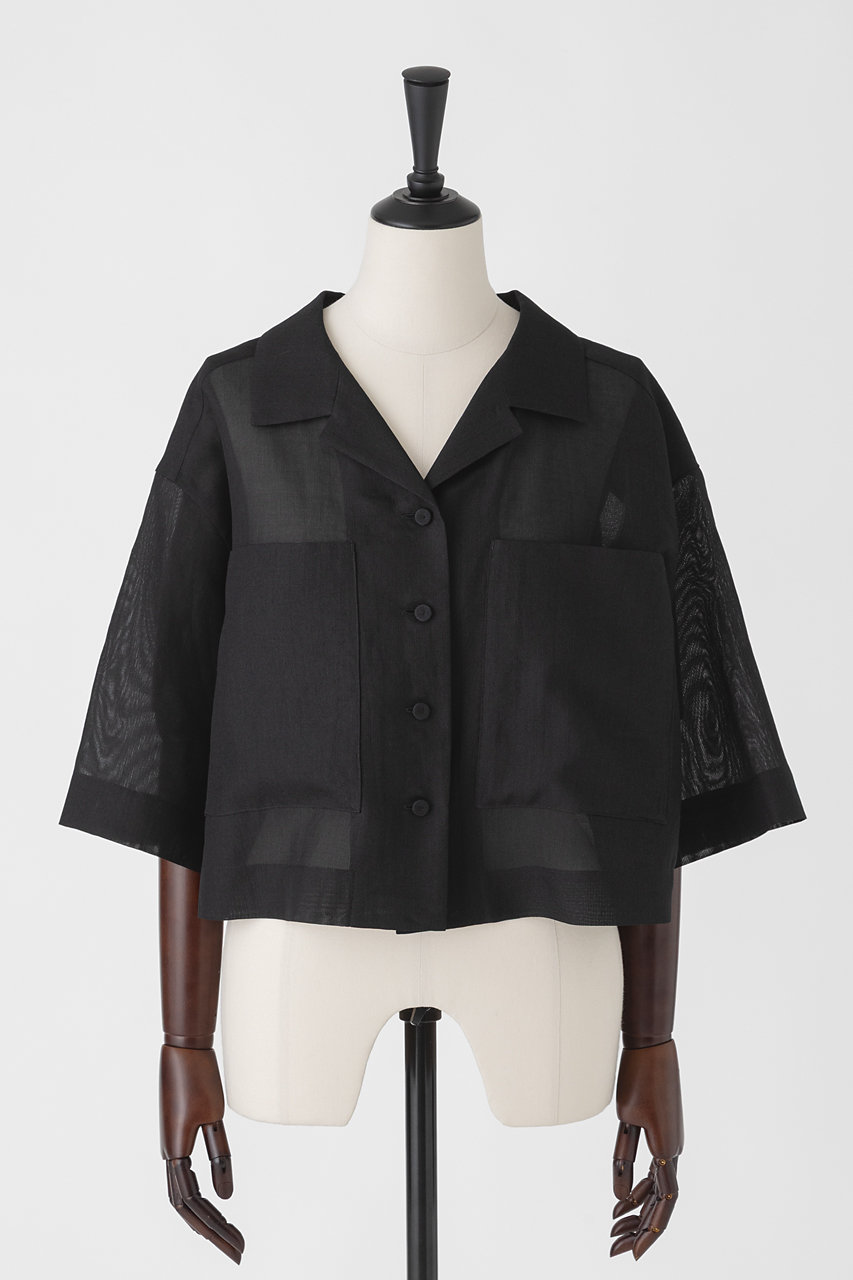 EAUVIRE ハーフスリーブクロップドシャツ (ブラック, 036) オーヴィル ELLE SHOP EAUVIRE ハーフスリーブクロップドシャツ (ブラック, 036) オーヴィル ELLE SHOP