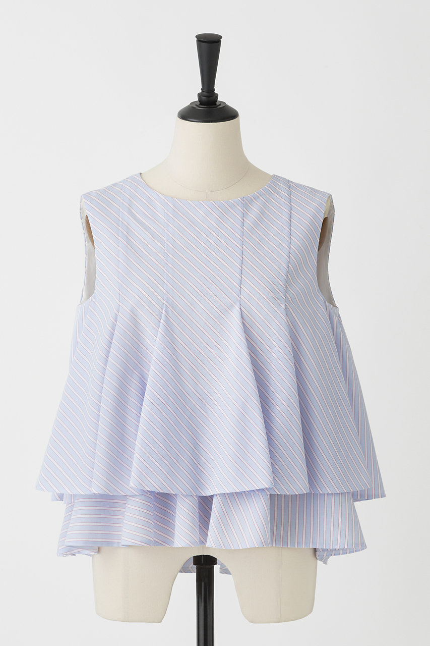 EAUVIRE クロップドフレアブラウス (ブルー, 038) オーヴィル ELLE SHOP EAUVIRE クロップドフレアブラウス (ブルー, 038) オーヴィル ELLE SHOP