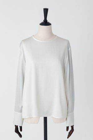 オーヴィル/EAUVIREのウォッシャブルシルクロングスリーブブラウス(110400/110403)