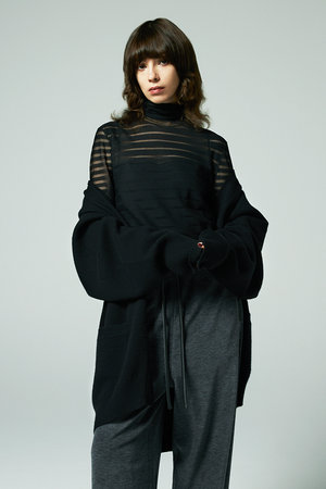 オーヴィル/EAUVIREのシアーボーダータートルネックニットプルオーバー(110300/110301)