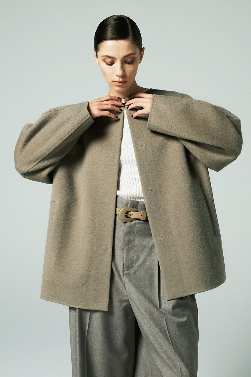 EAUVIRE(オーヴィル)｜Super180'sノーカラーミドルコート/トープ の