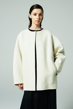 オーヴィル/EAUVIREのSuper180’sノーカラーミドルコート(110900/110902)