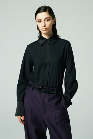 オーヴィル/EAUVIREのサテンカラーシャツ(110400/110403)