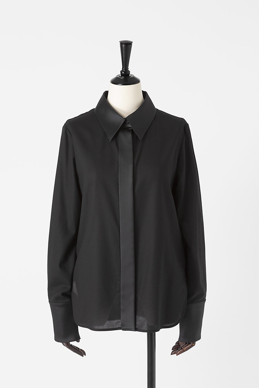 EAUVIRE サテンカラーシャツ (ブラック, 036) オーヴィル ELLE SHOP