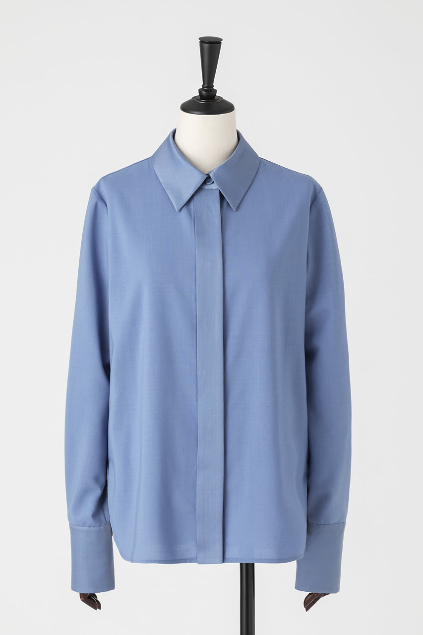 EAUVIRE サテンカラーシャツ (ブルー, 036) オーヴィル ELLE SHOP
