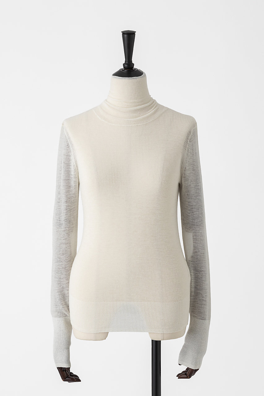 オーヴィル/EAUVIREのシアーカシミヤタートルネック(ホワイト/FGFAD-24590)
