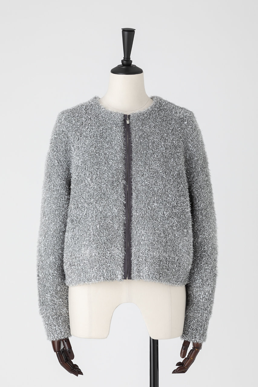 EAUVIRE フィルムラメジップアップブルゾン (シルバー, 038) オーヴィル ELLE SHOP