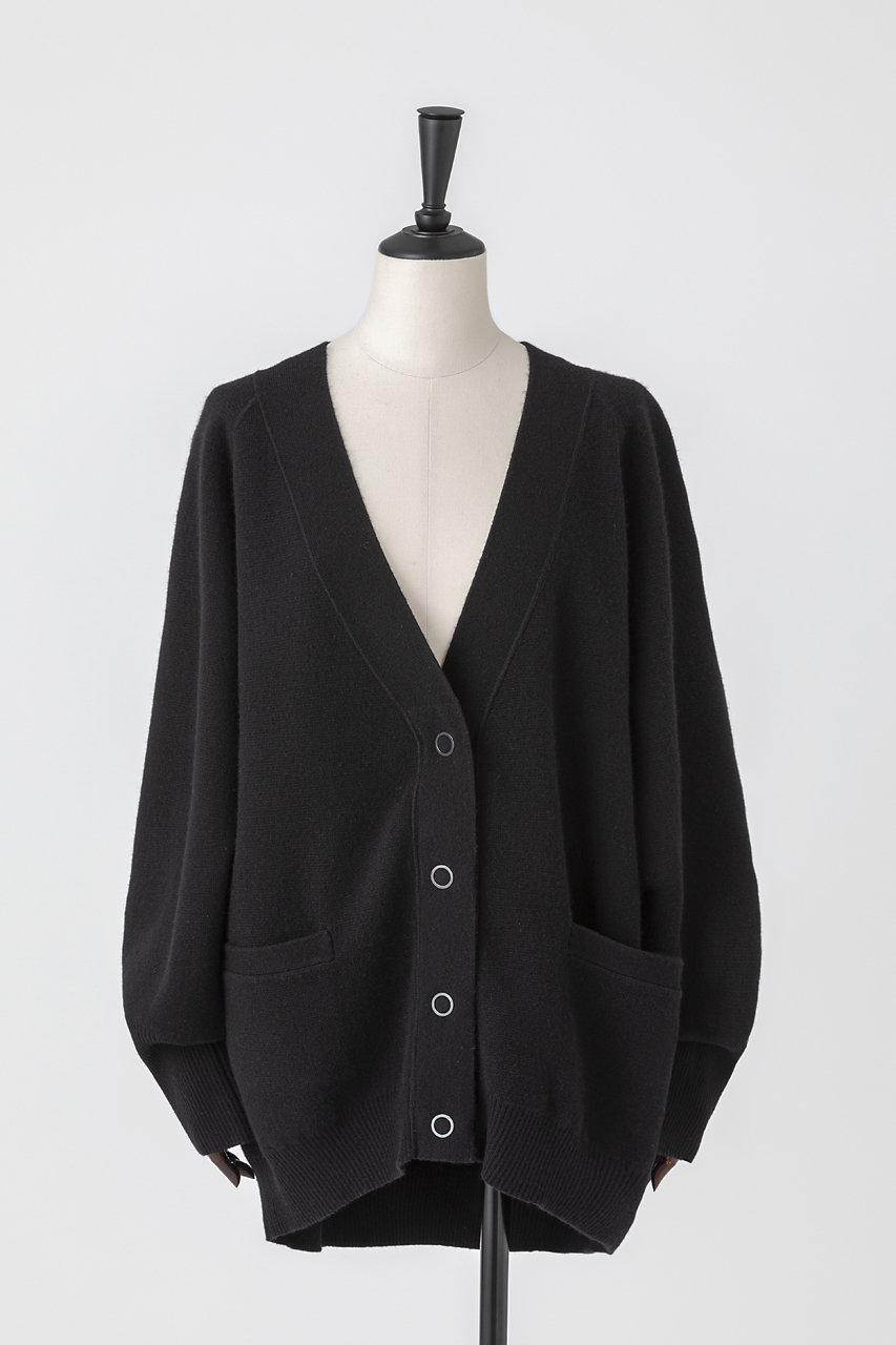 EAUVIRE ミラノリブVネックカーディガン (ブラック, 038) オーヴィル ELLE SHOP