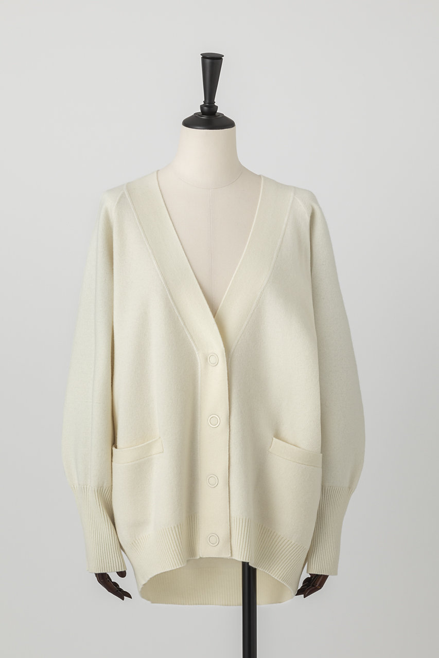 EAUVIRE ミラノリブVネックカーディガン (オフホワイト, 038) オーヴィル ELLE SHOP