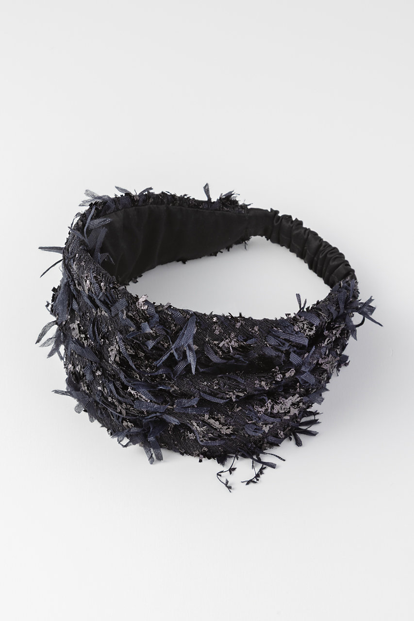 オーヴィル/EAUVIREのリボンツイードヘッドピース(ブラック/FG3AD-01250)