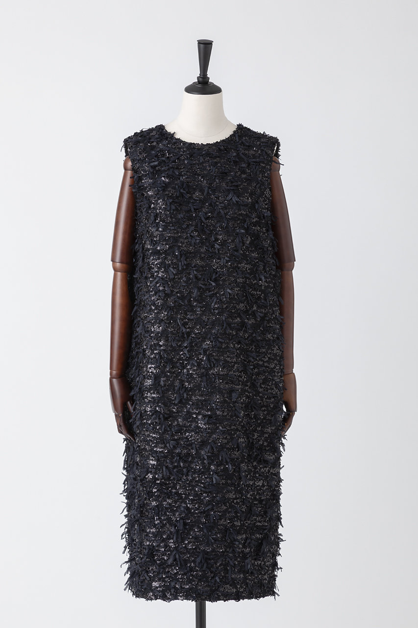 EAUVIRE リボンツイードワンピース (ブラック, 040) オーヴィル ELLE SHOP EAUVIRE リボンツイードワンピース (ブラック, 040) オーヴィル ELLE SHOP