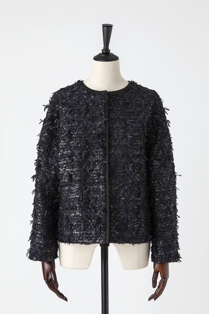 EAUVIRE リボンツイードジャケット (ブラック, 036) オーヴィル ELLE SHOP