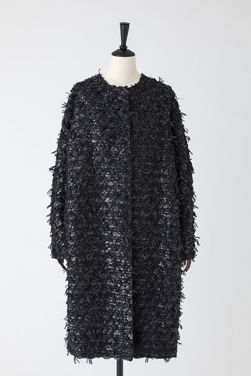 オーヴィル/EAUVIREのリボンツイードコート(ブラック/FGUVD-01320)