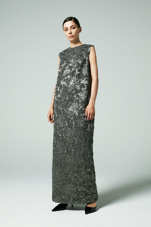 オーヴィル/EAUVIREのジャカードアイラインマキシドレス(110800/110802)