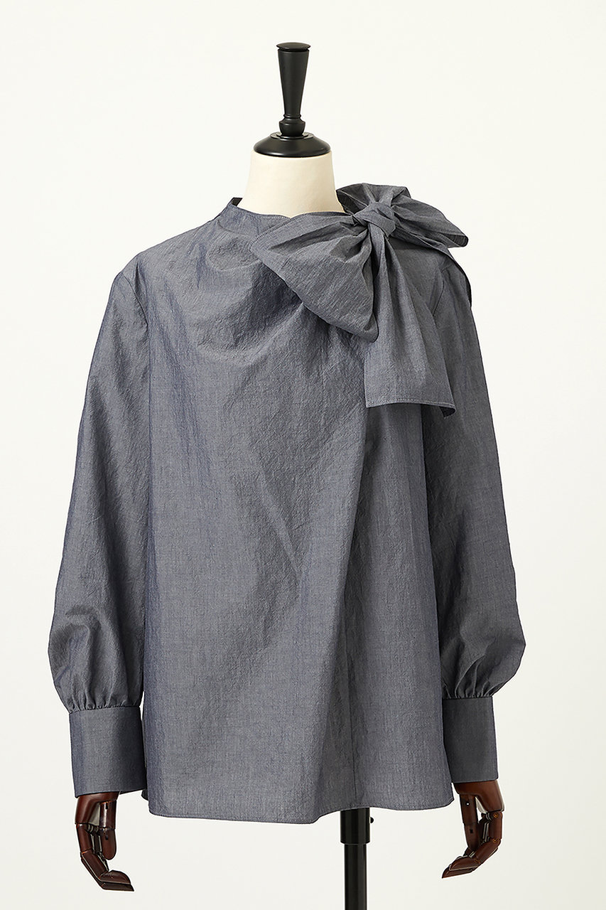 オーヴィル/EAUVIREの【予約販売】シャンブレーボウタイブラウス(ネイビー/FGBGD-03490)