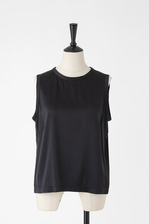 オーヴィル/EAUVIREのウォッシャブルシルクノースリーブブラウス(110400/110401)