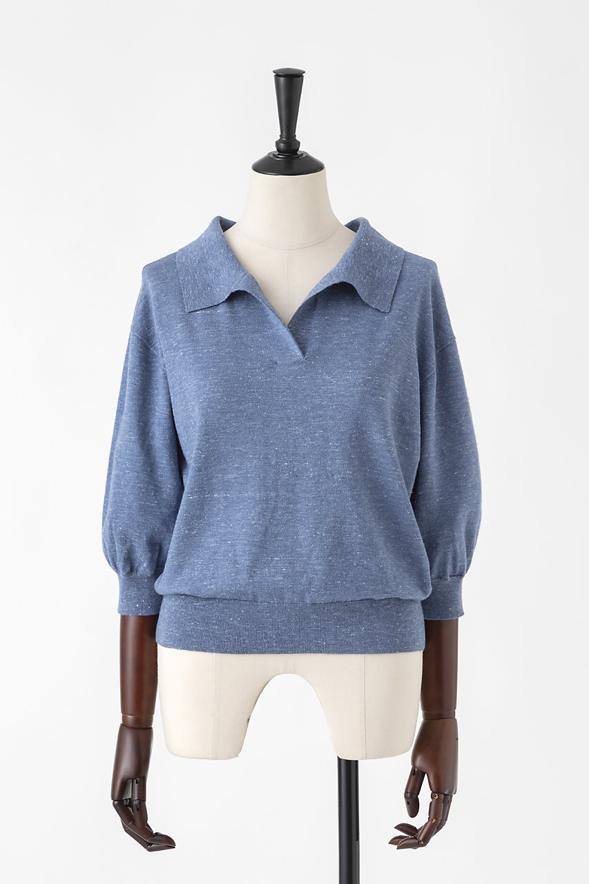 オーヴィル/EAUVIREのカシミヤヘンプニュアンスポロ(インディゴ/FGFGD-05690)