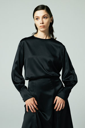 オーヴィル/EAUVIREの【予約販売】ウォッシャブルシルクロングスリーブブラウス(110400/110403)