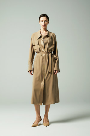 オーヴィル/EAUVIREのウォッシャブルシルクシャツドレス(110500/110503)