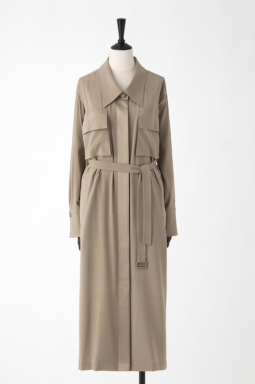 オーヴィル/EAUVIREのウォッシャブルシルクシャツドレス(キャメル/FGEYD-14120)