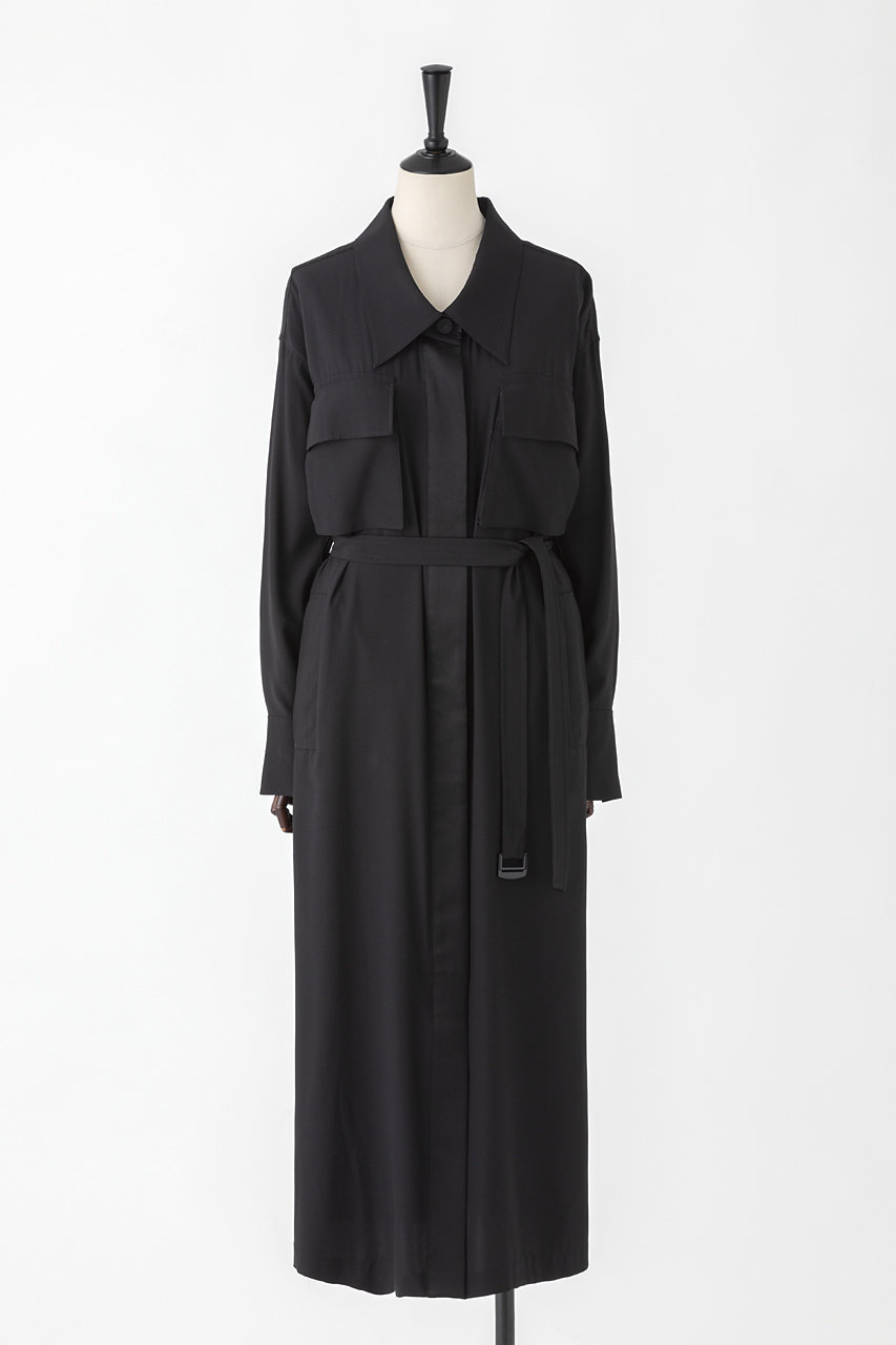 オーヴィル/EAUVIREのウォッシャブルシルクシャツドレス(ブラック/FGEYD-14120)