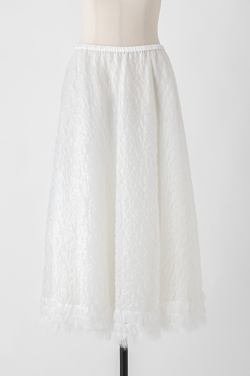 オーヴィル/EAUVIREのシマーフレアスカート(ホワイト/FGHYD-08170)