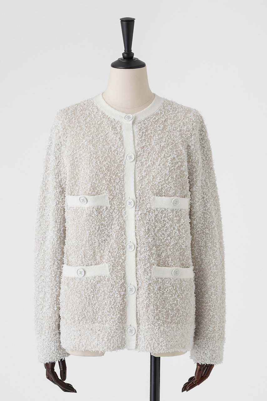 オーヴィル/EAUVIREのペーパーモールツイードカーディガン(ホワイト/FGSGD-02830)