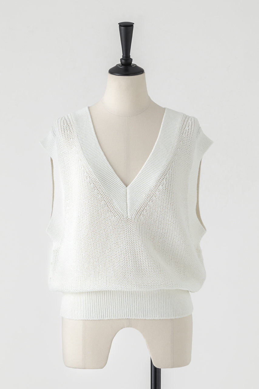 オーヴィル/EAUVIREのコットンリネンＶネックベスト(ホワイト/FGFGD-10490)