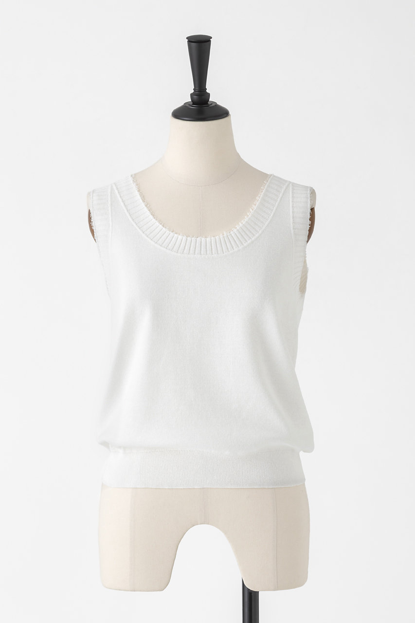 オーヴィル/EAUVIREのコットンリネンニットタンク(ホワイト/FGFGD-11490)