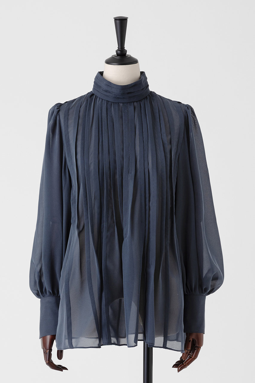 オーヴィル/EAUVIREのランダムタックブラウス(ダークグリーン/FGBGD-37580)