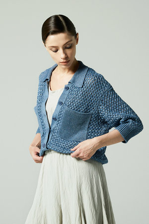 オーヴィル/EAUVIREの【予約販売】リネンポロカーディガン(110300/110303)