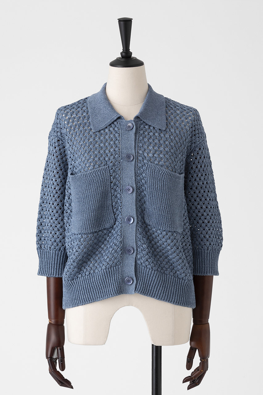 オーヴィル/EAUVIREの【予約販売】リネンポロカーディガン(ブルー/FGFGD-07790)