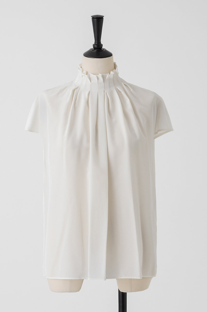 オーヴィル/EAUVIREのタックハイネックブラウス(ホワイト/FGBGD-04490)