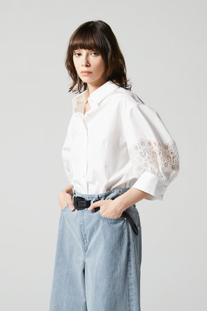 オーヴィル/EAUVIREのレーススリーブシャツ(110400/110403)