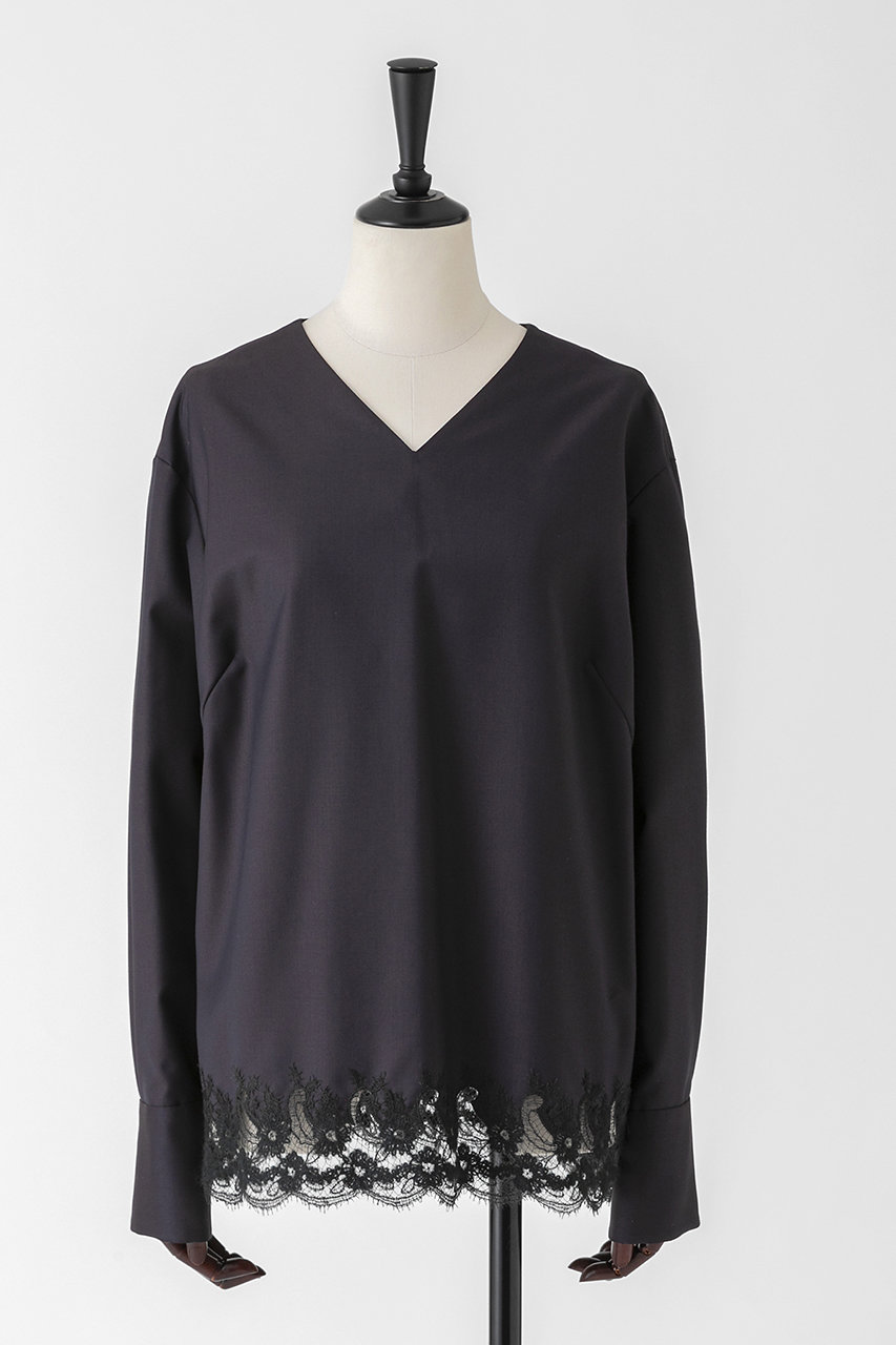 EAUVIRE ファインウール裾レースプルオーバー (パープル, 036) オーヴィル ELLE SHOP