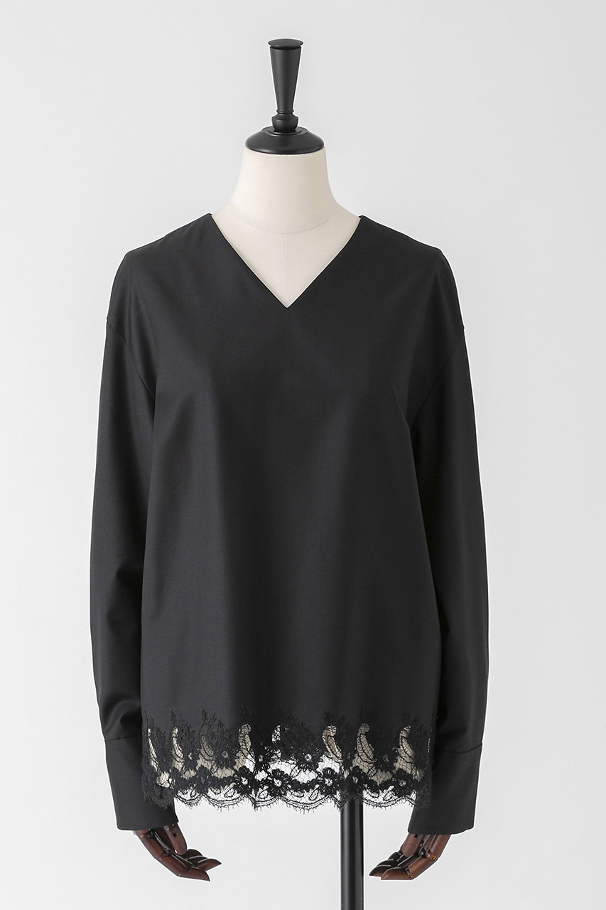 EAUVIRE ファインウール裾レースプルオーバー (ブラック, 038) オーヴィル ELLE SHOP