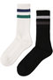 【MEN】2P LINE SOCKS/ソックス ユニバーサル プロダクツ/UNIVERSAL PRODUCTS. WHITE/BLACK